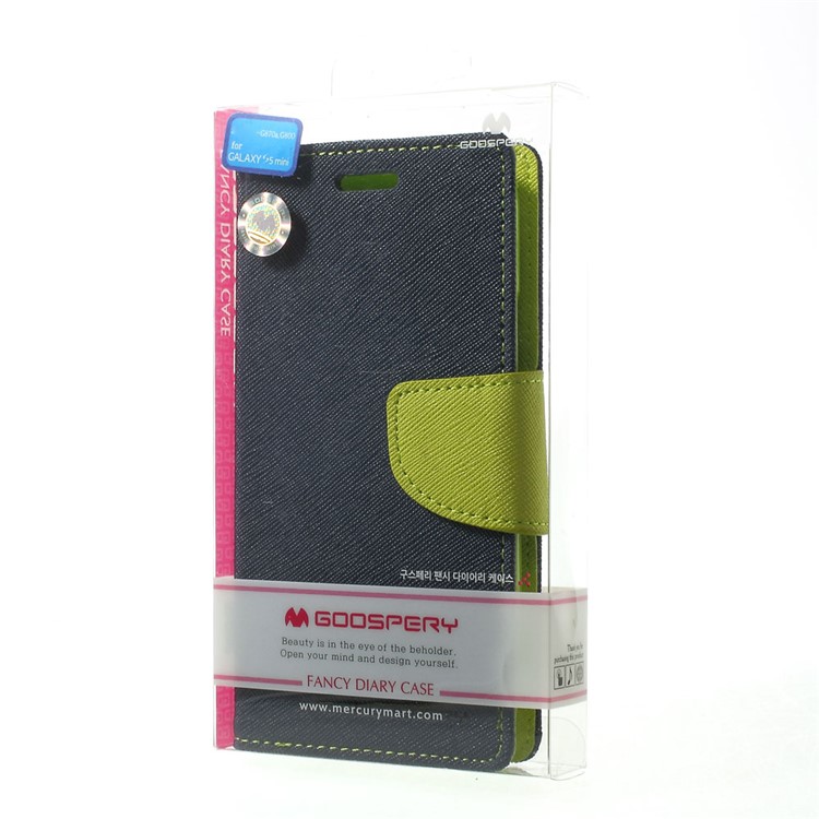 Mercury GOOSPERY for Samsung Galaxy S5 mini G800 Fancy Diary Leather Wallet Cover w/ Stand - Dark Blue-10
