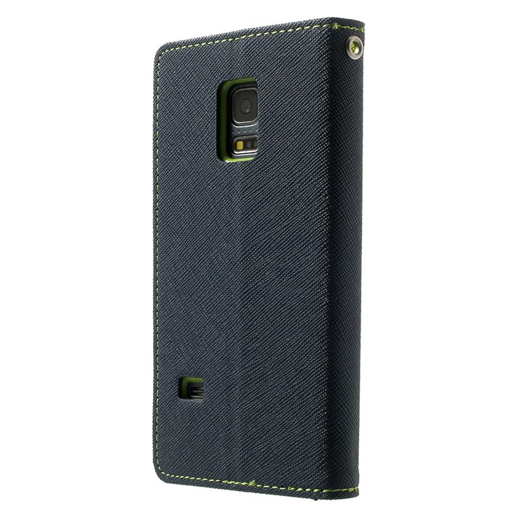 Mercury GOOSPERY for Samsung Galaxy S5 mini G800 Fancy Diary Leather Wallet Cover w/ Stand - Dark Blue-2