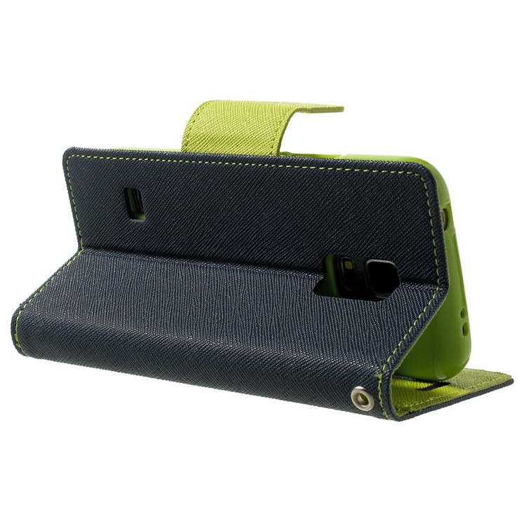 Mercury GOOSPERY for Samsung Galaxy S5 mini G800 Fancy Diary Leather Wallet Cover w/ Stand - Dark Blue-4