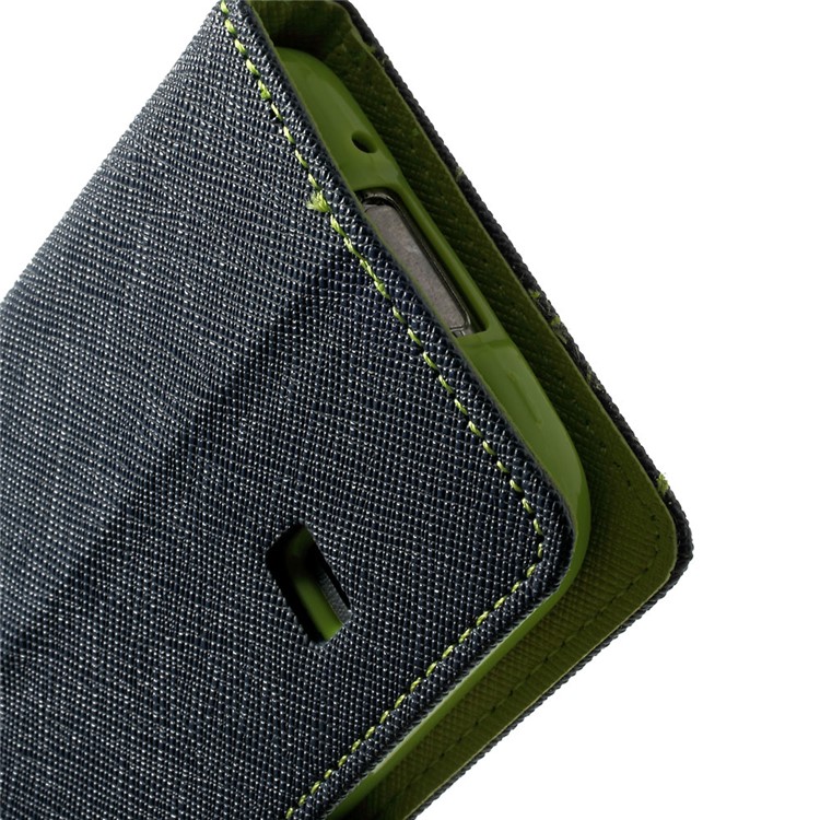 Mercury GOOSPERY for Samsung Galaxy S5 mini G800 Fancy Diary Leather Wallet Cover w/ Stand - Dark Blue-8