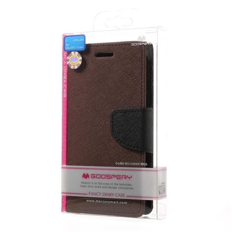 Mercury GOOSPERY for Samsung Galaxy S5 mini G800 Fancy Diary Leather Wallet Stand Shell - Brown-10