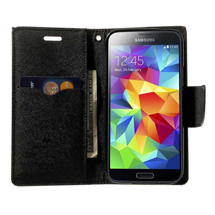 Mercury GOOSPERY for Samsung Galaxy S5 mini G800 Fancy Diary Leather Wallet Stand Shell - Brown-5
