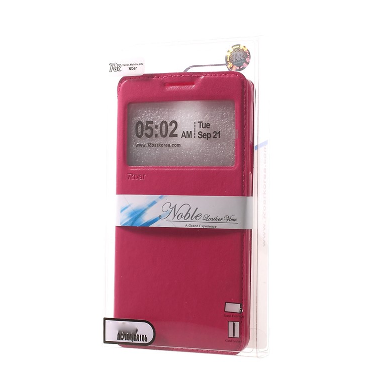 Roar Korea Noble View Leather Card Slot Cover for Samsung Galaxy Note 4 N910 - Rose-11