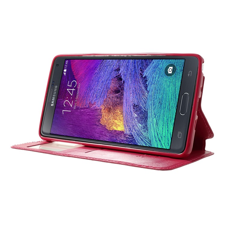 Roar Korea Noble View Leather Card Slot Cover for Samsung Galaxy Note 4 N910 - Rose-3