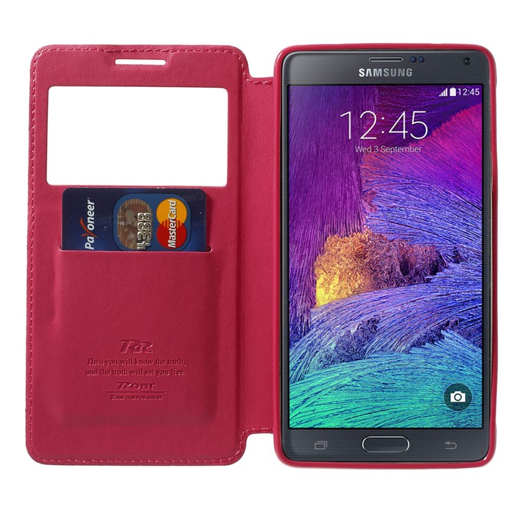Roar Korea Noble View Leather Card Slot Cover for Samsung Galaxy Note 4 N910 - Rose-5