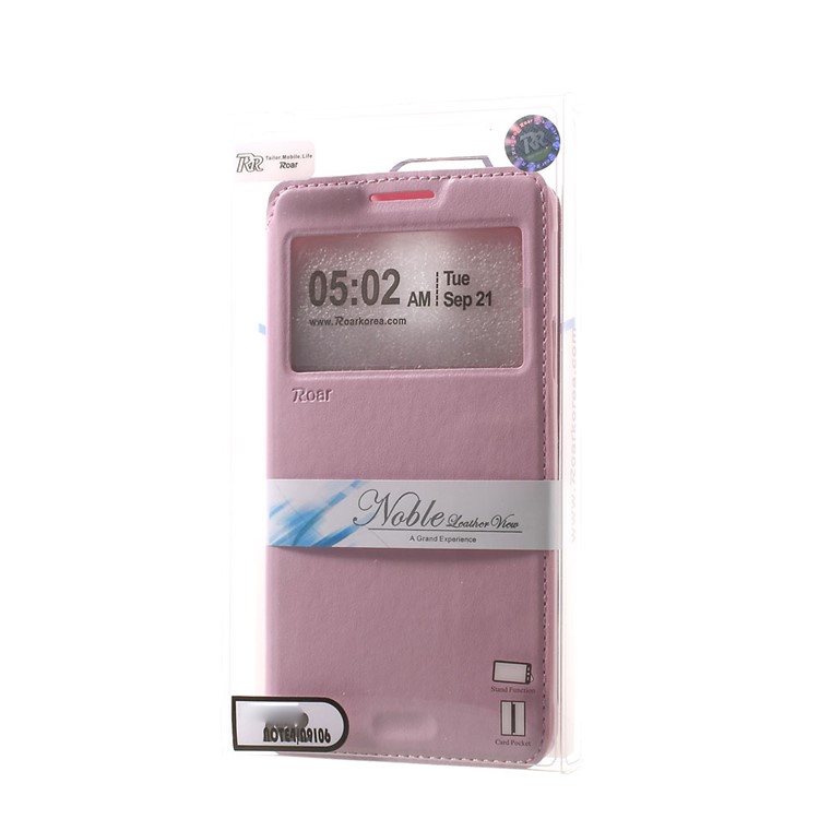 Roar Korea Noble View Leather Card Slot Cover for Samsung Galaxy Note 4 N910 - Pink-10