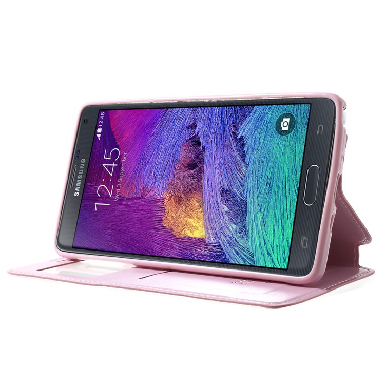 Roar Korea Noble View Leather Card Slot Cover for Samsung Galaxy Note 4 N910 - Pink-3