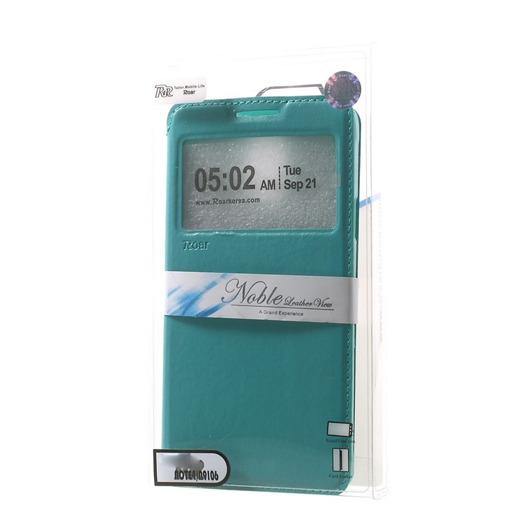 Roar Korea Noble View Leather Card Slot Case for Samsung Galaxy Note 4 N910 - Cyan-11