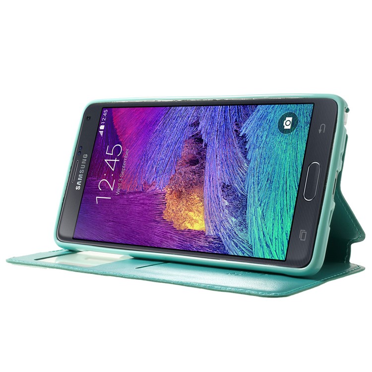 Roar Korea Noble View Leather Card Slot Case for Samsung Galaxy Note 4 N910 - Cyan-3