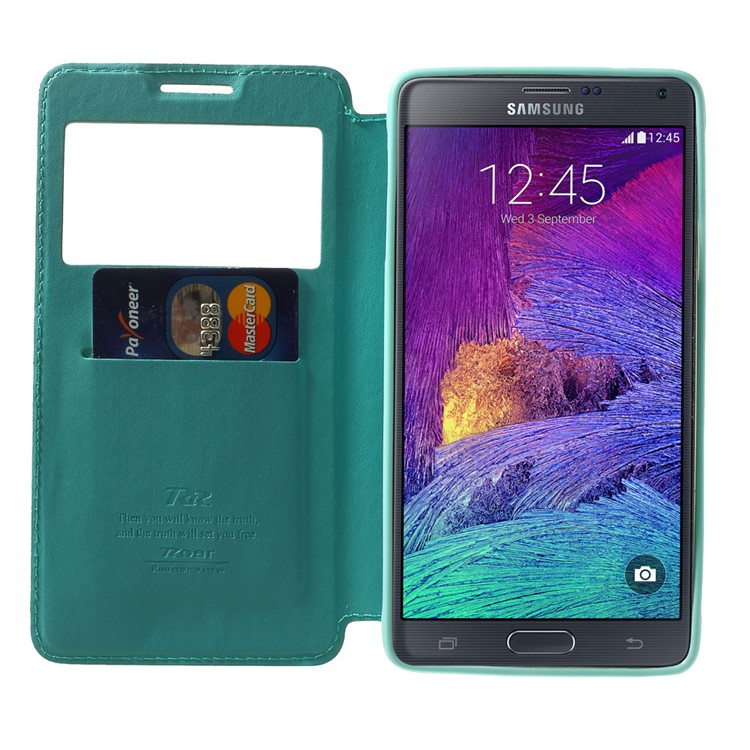 Roar Korea Noble View Leather Card Slot Case for Samsung Galaxy Note 4 N910 - Cyan-5