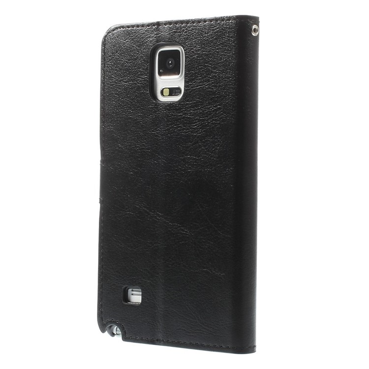 Black for Samsung Galaxy Note 4 N910 Crazy Horse Wallet Leather Case with Stand-2