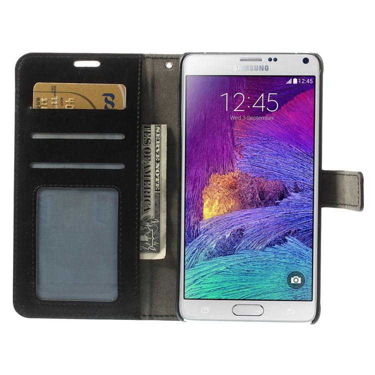 Black for Samsung Galaxy Note 4 N910 Crazy Horse Wallet Leather Case with Stand-6