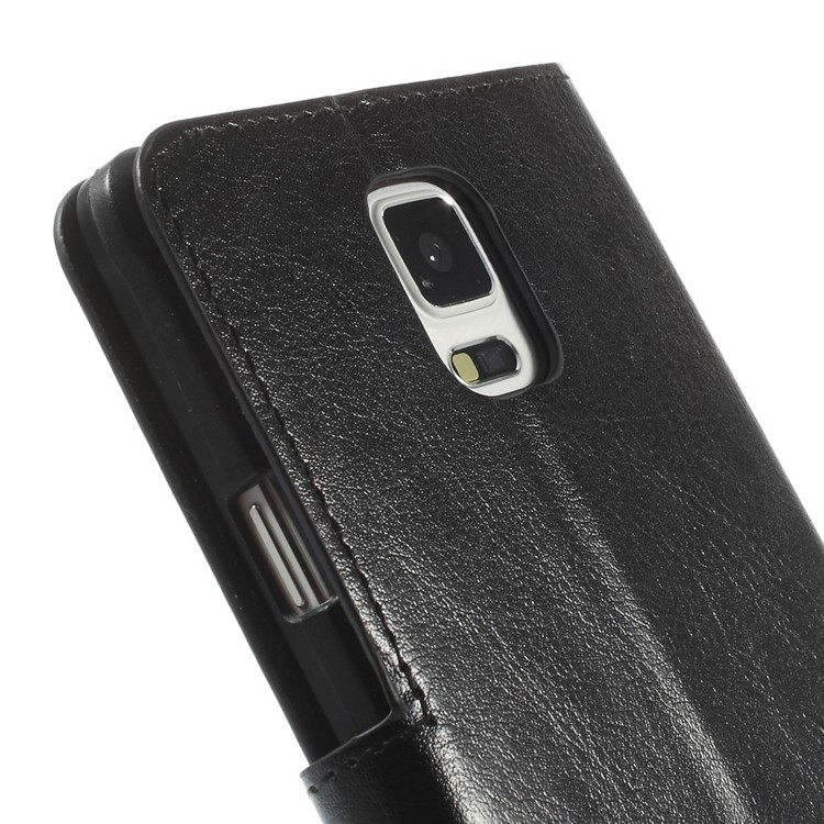 Black for Samsung Galaxy Note 4 N910 Crazy Horse Wallet Leather Case with Stand-8