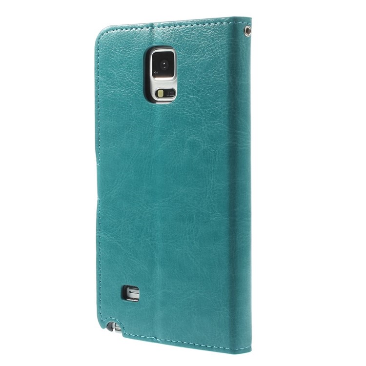 Blue Crazy Horse Stand Leather Wallet Cover for Samsung Galaxy Note 4 N910-2