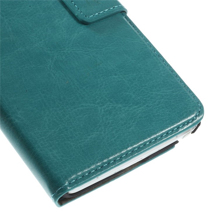 Blue Crazy Horse Stand Leather Wallet Cover for Samsung Galaxy Note 4 N910-7