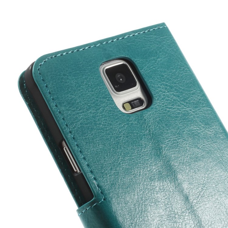 Blue Crazy Horse Stand Leather Wallet Cover for Samsung Galaxy Note 4 N910-8