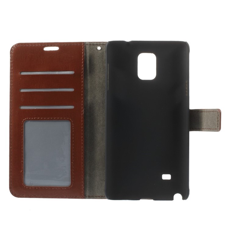 Brown for Samsung Galaxy Note 4 N910 Crazy Horse Wallet Stand Leather Skin Case-10