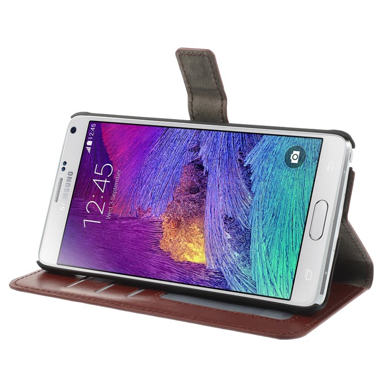 Brown for Samsung Galaxy Note 4 N910 Crazy Horse Wallet Stand Leather Skin Case-4