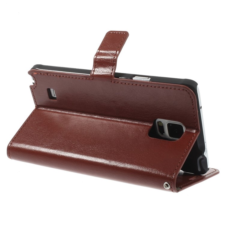 Brown for Samsung Galaxy Note 4 N910 Crazy Horse Wallet Stand Leather Skin Case-5