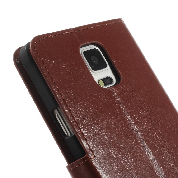 Brown for Samsung Galaxy Note 4 N910 Crazy Horse Wallet Stand Leather Skin Case-8