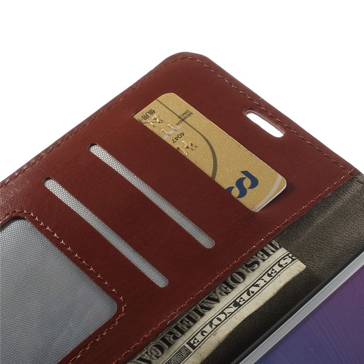 Brown for Samsung Galaxy Note 4 N910 Crazy Horse Wallet Stand Leather Skin Case-9