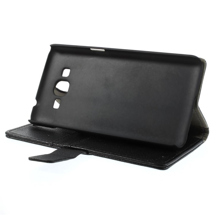 Litchi Skin Wallet Leather Stand Case for Samsung Galaxy Grand Prime SM-G530H - Black-4