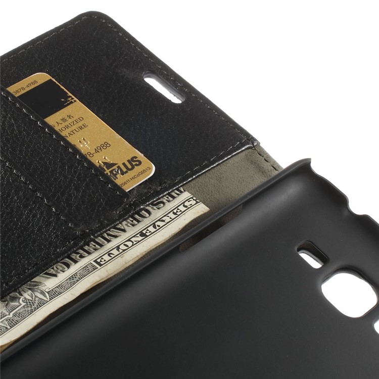 Litchi Skin Wallet Leather Stand Case for Samsung Galaxy Grand Prime SM-G530H - Black-9