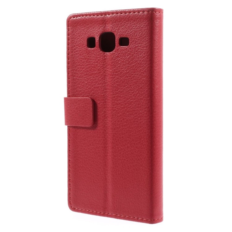 Litchi Skin Leather Magnetic Case w/ Card Slots for Samsung Galaxy Grand Prime SM-G530H - Red-2