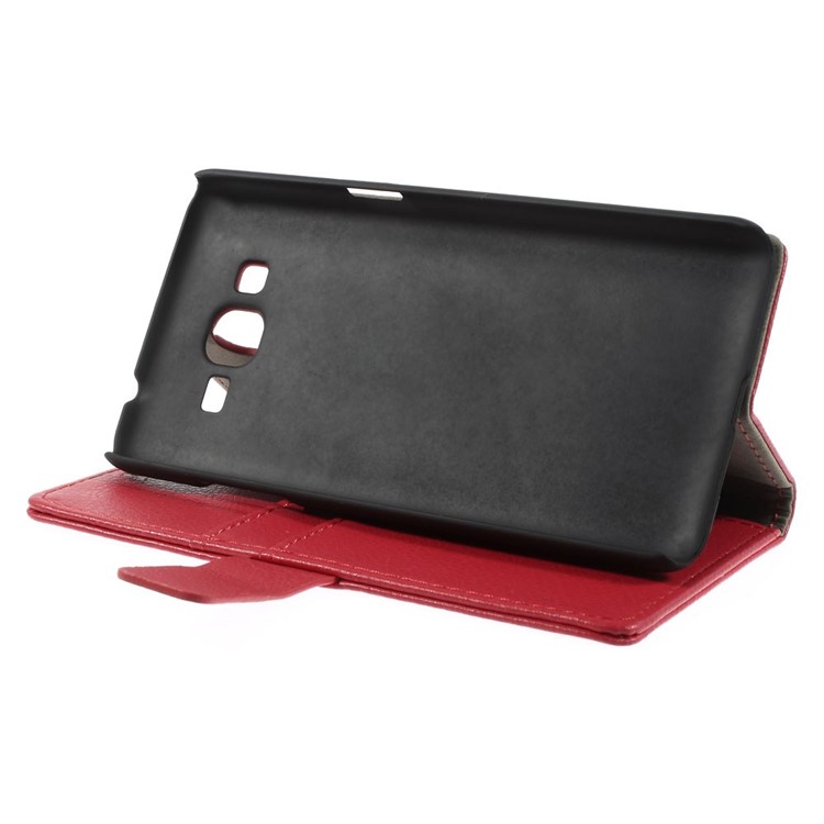 Litchi Skin Leather Magnetic Case w/ Card Slots for Samsung Galaxy Grand Prime SM-G530H - Red-4
