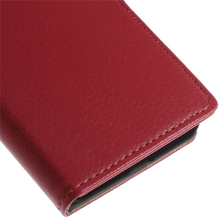 Litchi Skin Leather Magnetic Case w/ Card Slots for Samsung Galaxy Grand Prime SM-G530H - Red-8