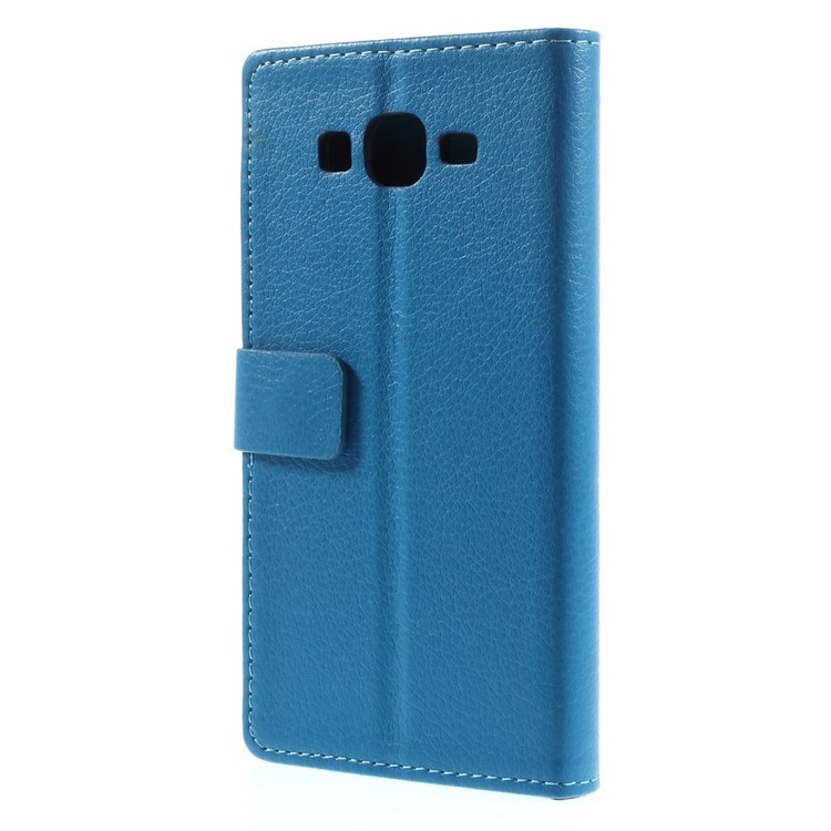 Litchi Skin Magnetic Leather Stand Case for Samsung Galaxy Grand Prime SM-G530H - Blue-2