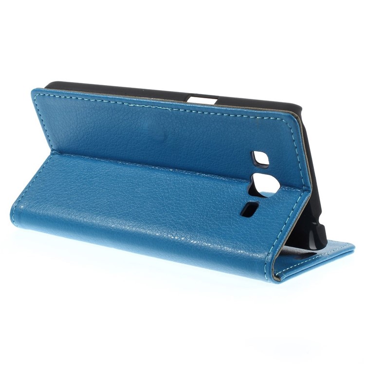 Litchi Skin Magnetic Leather Stand Case for Samsung Galaxy Grand Prime SM-G530H - Blue-5