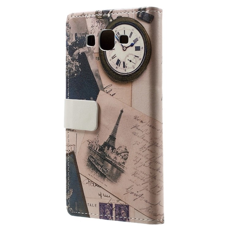 Eiffel Tower & Quill Pen Leather Magnetic Case w/ Stand for Samsung Galaxy Grand Prime SM-G530H-2