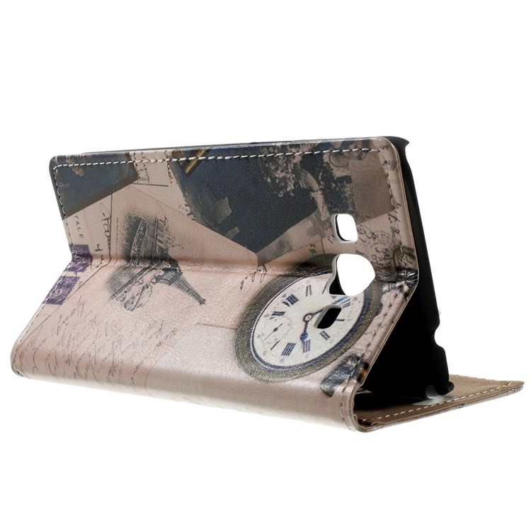 Eiffel Tower & Quill Pen Leather Magnetic Case w/ Stand for Samsung Galaxy Grand Prime SM-G530H-3