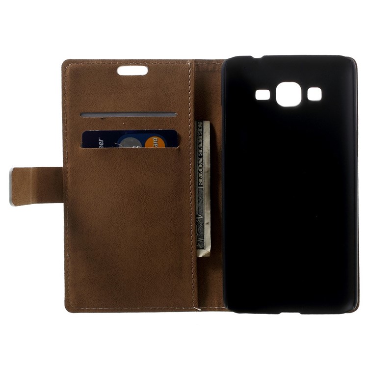Eiffel Tower & Quill Pen Leather Magnetic Case w/ Stand for Samsung Galaxy Grand Prime SM-G530H-4