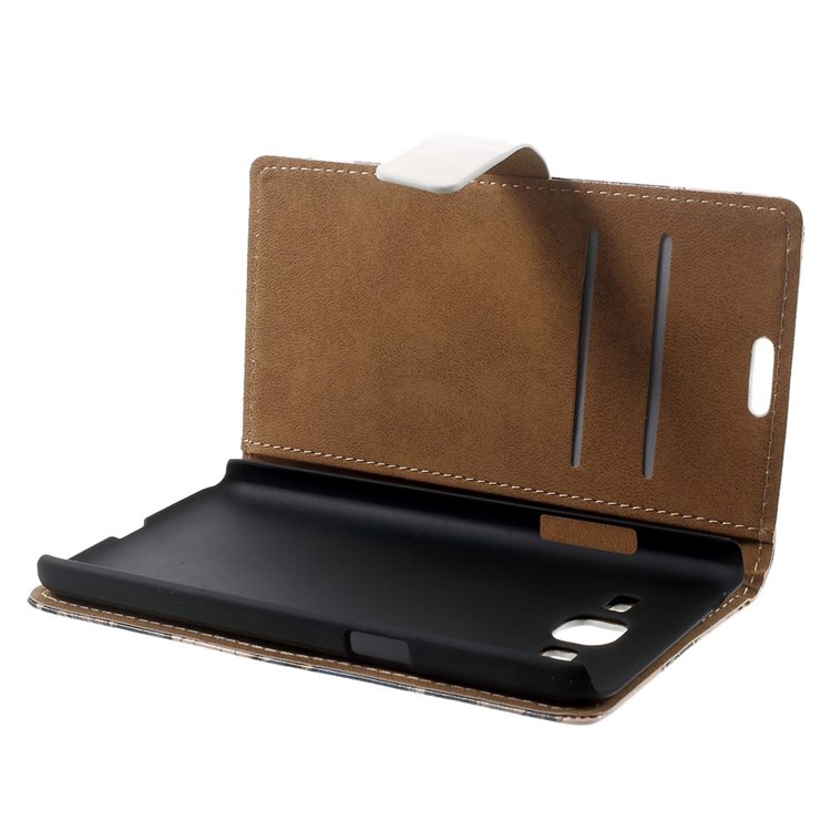 Eiffel Tower & Quill Pen Leather Magnetic Case w/ Stand for Samsung Galaxy Grand Prime SM-G530H-5