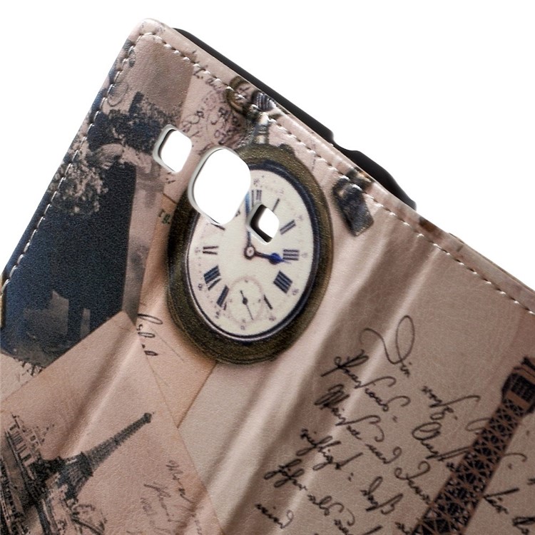 Eiffel Tower & Quill Pen Leather Magnetic Case w/ Stand for Samsung Galaxy Grand Prime SM-G530H-6
