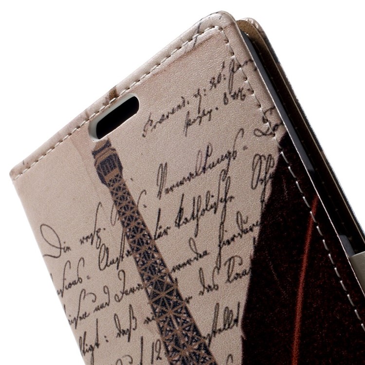 Eiffel Tower & Quill Pen Leather Magnetic Case w/ Stand for Samsung Galaxy Grand Prime SM-G530H-7