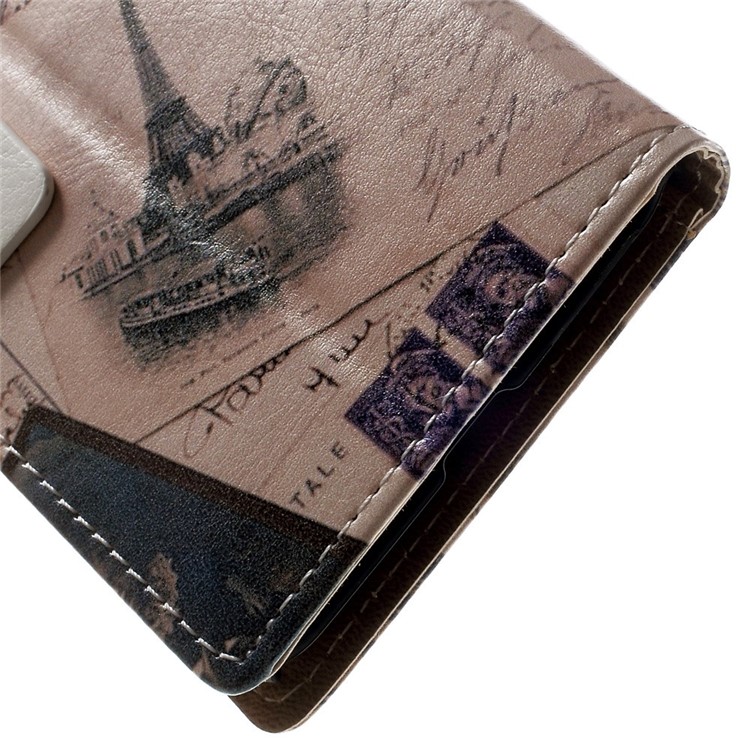 Eiffel Tower & Quill Pen Leather Magnetic Case w/ Stand for Samsung Galaxy Grand Prime SM-G530H-8
