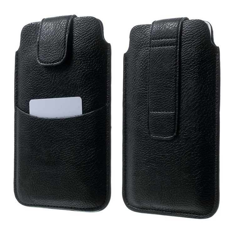 PU Leather Pouch Case w/ Card Slot for Samsung Galaxy Note 4 N910, Size: 16.5 x 9.8cm - Black-1