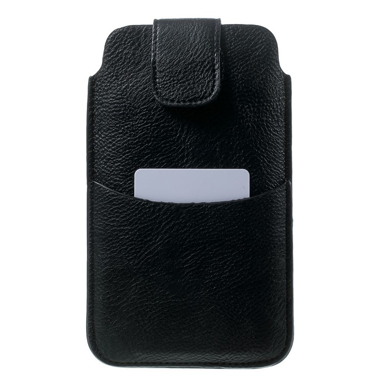 PU Leather Pouch Case w/ Card Slot for Samsung Galaxy Note 4 N910, Size: 16.5 x 9.8cm - Black-2
