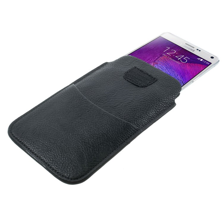 PU Leather Pouch Case w/ Card Slot for Samsung Galaxy Note 4 N910, Size: 16.5 x 9.8cm - Black-3