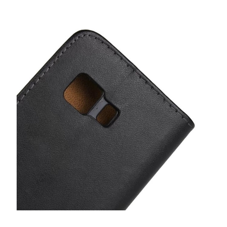 Genuine Split Leather Horizontal Flip Stand Wallet Case for Samsung Galaxy Young 2 - Black-5