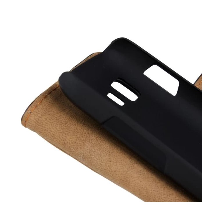 Genuine Split Leather Horizontal Flip Stand Wallet Case for Samsung Galaxy Young 2 - Black-6