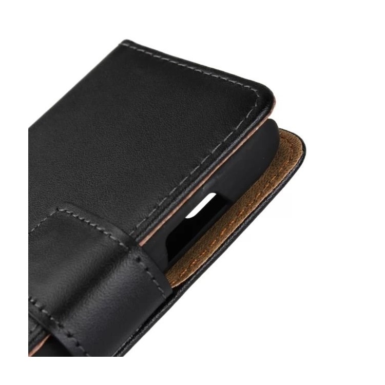 Genuine Split Leather Horizontal Flip Stand Wallet Case for Samsung Galaxy Young 2 - Black-7