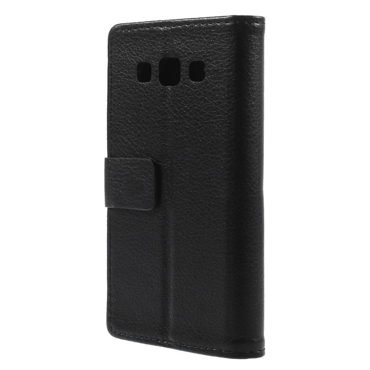 Litchi Grain Leather Magnetic Case w/ Stand for Samsung Galaxy A3 SM-A300F - Black-2
