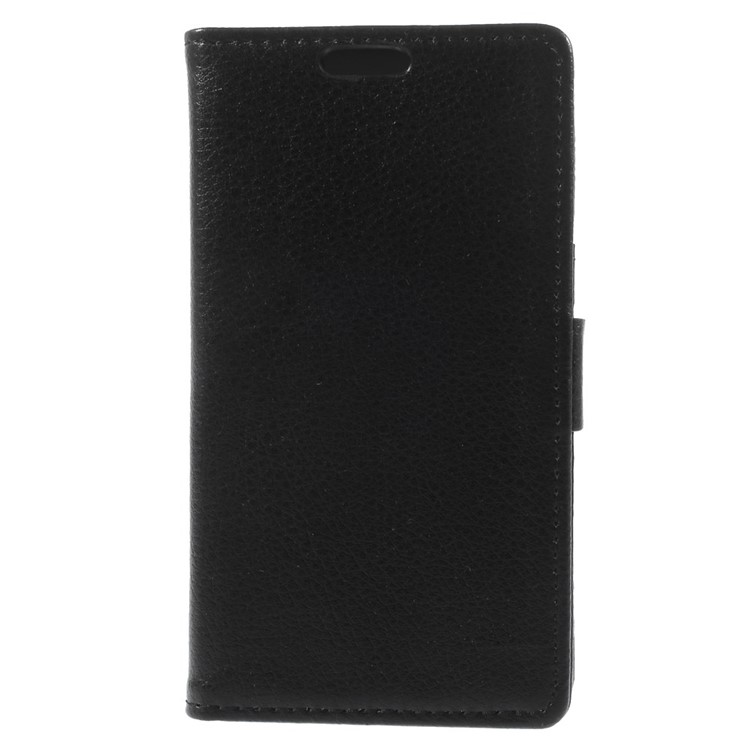Litchi Grain Leather Magnetic Case w/ Stand for Samsung Galaxy A3 SM-A300F - Black-3