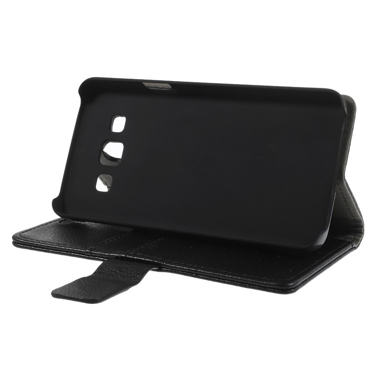 Litchi Grain Leather Magnetic Case w/ Stand for Samsung Galaxy A3 SM-A300F - Black-4