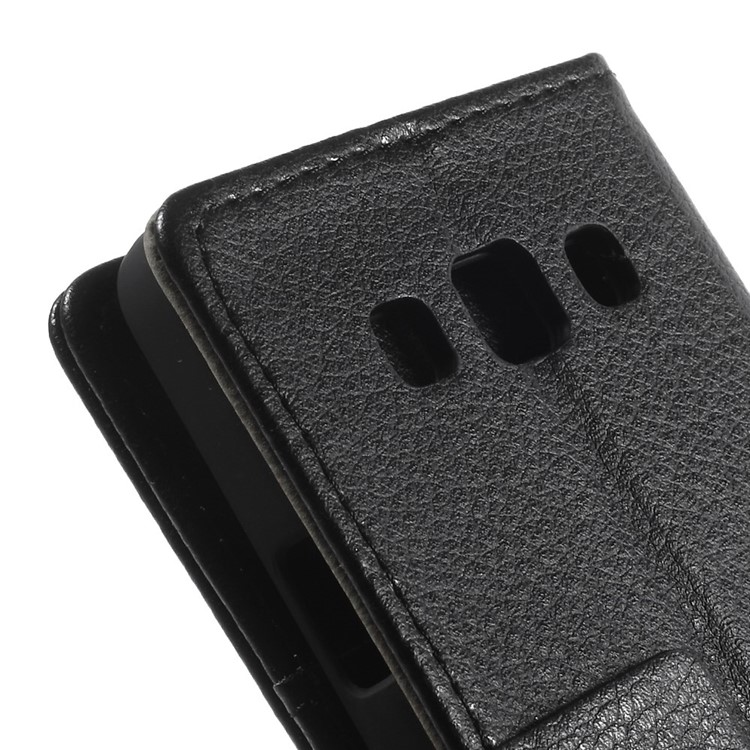 Litchi Grain Leather Magnetic Case w/ Stand for Samsung Galaxy A3 SM-A300F - Black-9
