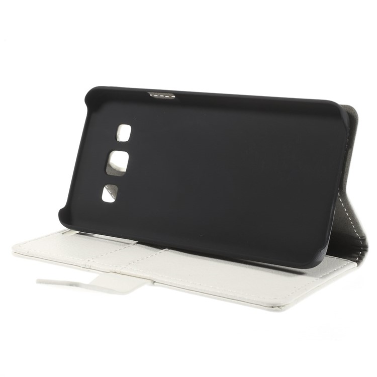Litchi Grain Leather Magnetic Cover w/ Stand for Samsung Galaxy A3 SM-A300F - White-4